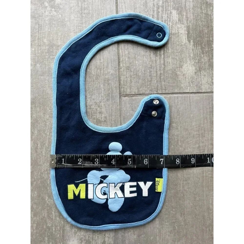 DISNEY Mickey Mouse Baby Boy Cotton Fabric Drool Cloth Teething Bib 6-9m Blue